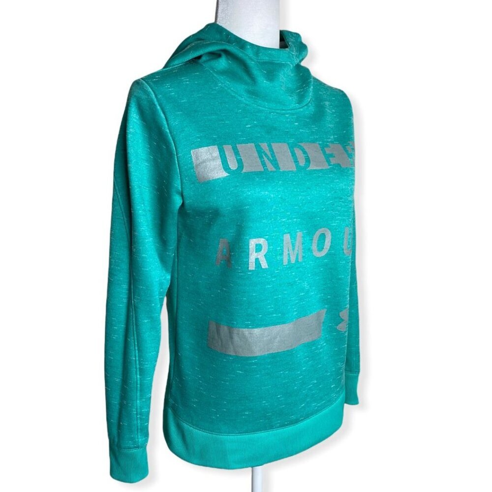 Under Armour Fleece Pullover Hoodie in Green UNISEX Sz XS - Picture 5 of 8